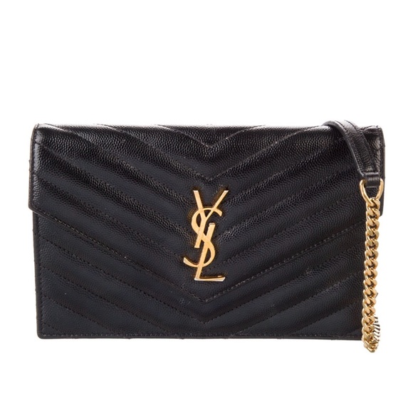 Saint Laurent YSL Cassandre Envelope WOC Wallet on Chain Leather Bag Purse - Picture 2 of 15
